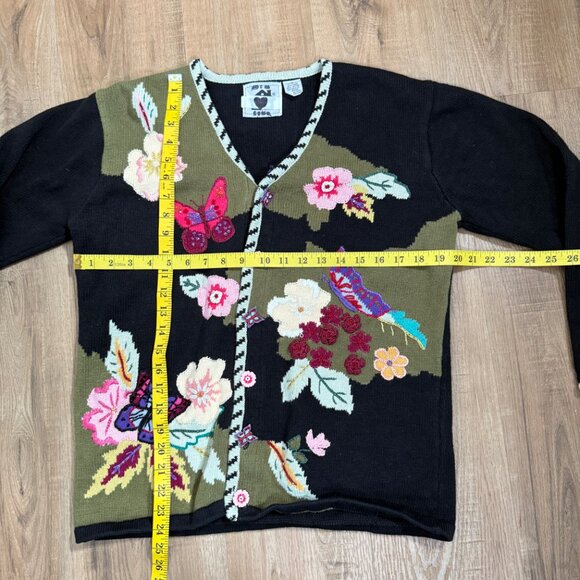 Vintage Storybook Knits Cardigan Sweater Butterfly Grannycore Novelty M - Picture 4 of 6